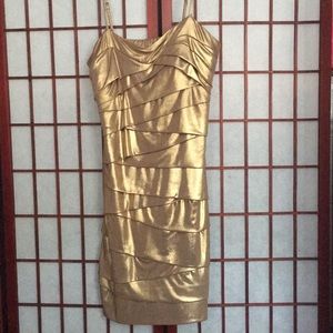 Bisou bisou Michele Bohbot gold shimmer dress
